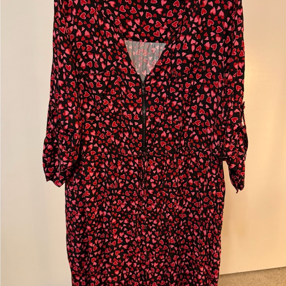 Torrid Red and Black Heart Long Sleeve Dress